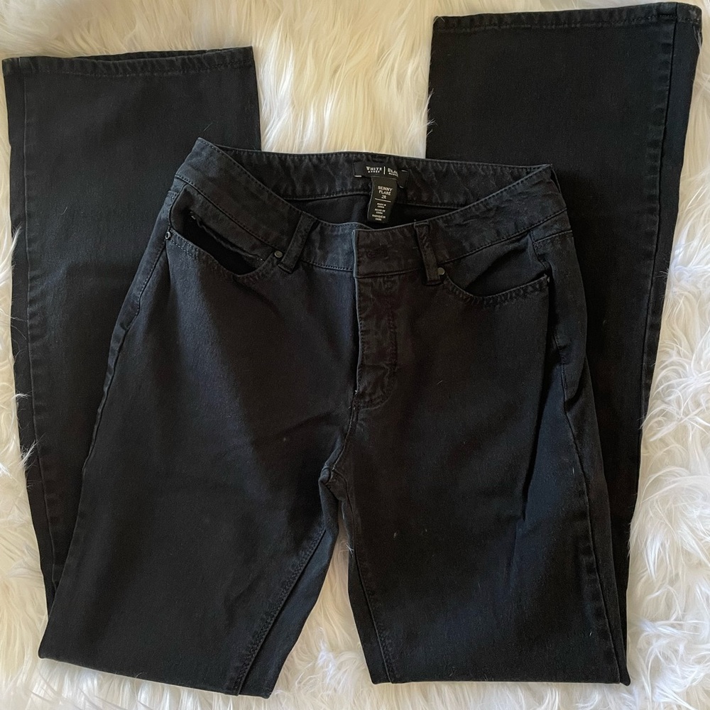WHBM black skinny flare jeans